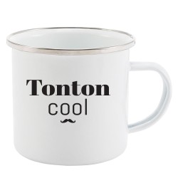 Mug Tasse Rétro en métal émaillé imprimé humour citation Tonton cool