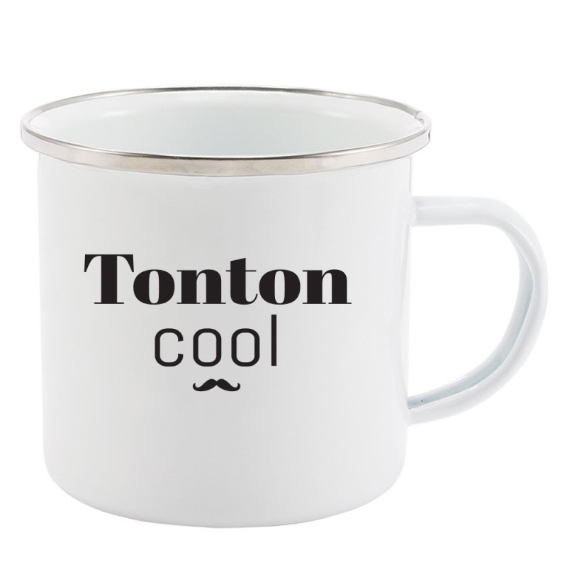 Mug Tasse Rétro en métal émaillé imprimé humour citation Tonton cool