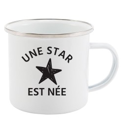 Mug Tasse Rétro en métal émaillé imprimé citation humour citation humour Une star est née