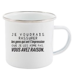 Mug Tasse Rétro en métal émaillé imprimé citation humour citation humour Les gens qui ont l'impression que je les aime pas