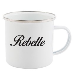 Mug Tasse Rétro en métal émaillé imprimé citation humour citation Rebelle