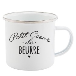 Mug Tasse Rétro en métal émaillé imprimé citation humour citation Petit coeur de beurre