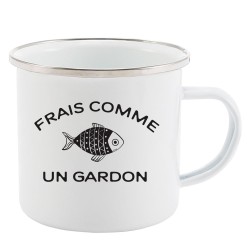 Mug Tasse Rétro en métal émaillé imprimé citation humour humour Frais comme un gardon