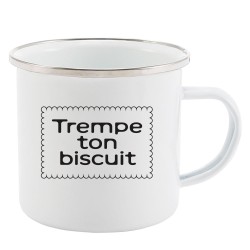 Mug Tasse Rétro en métal émaillé imprimé citation humour humour Trempe ton biscuit