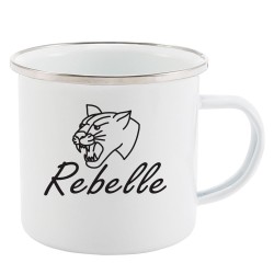 Mug Tasse Rétro en métal émaillé imprimé citation humour humour Rebelle