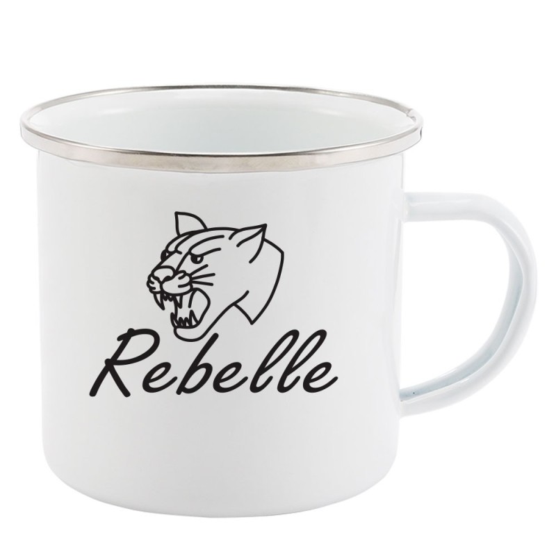 Mug Tasse Rétro en métal émaillé imprimé citation humour humour Rebelle
