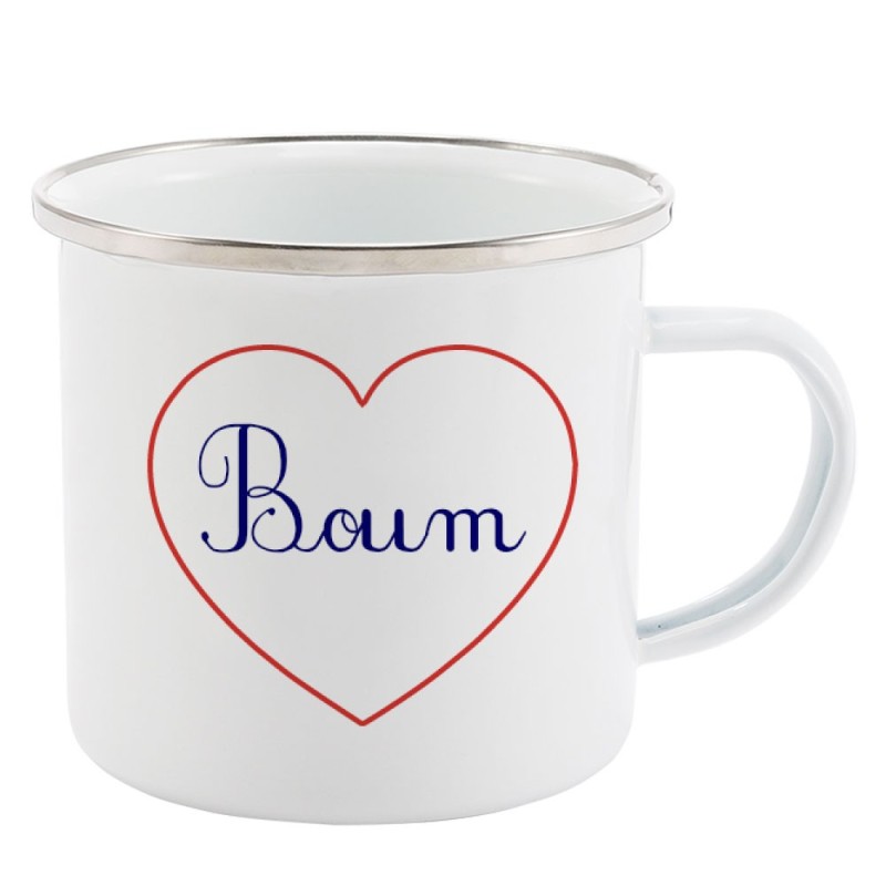 Mug Tasse Rétro en métal émaillé imprimé citation Coeur boum