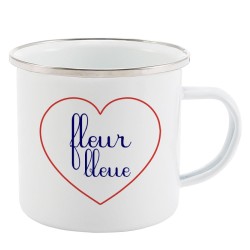 Mug Tasse Rétro en métal émaillé imprimé citation Fleur bleue
