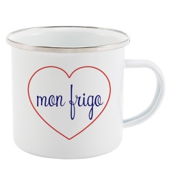Mug Tasse Rétro en métal émaillé imprimé citation Coeur Mon frigo