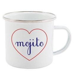 Mug Tasse Rétro en métal émaillé imprimé citation Coeur Mojito