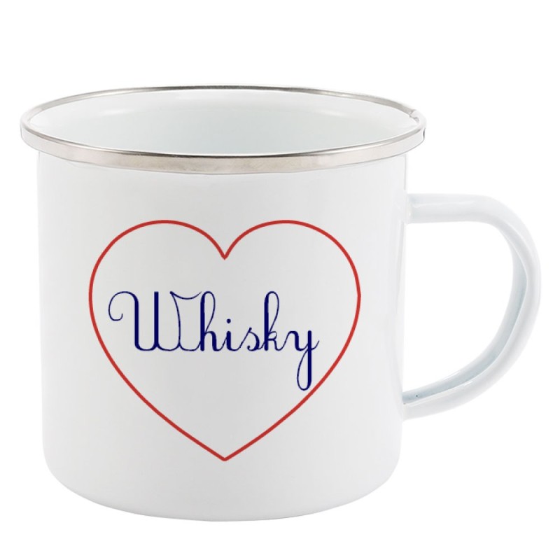 Mug Tasse Rétro en métal émaillé imprimé citation Coeur Whisky