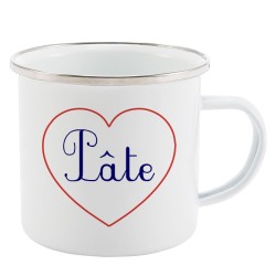 Mug Tasse Rétro en métal émaillé imprimé citation Coeur Pâte