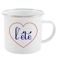 Mug Tasse Rétro en métal émaillé imprimé citation Coeur l'été