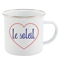 Mug Tasse Rétro en métal émaillé imprimé citation Coeur Le soleil
