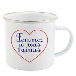 Mug Tasse Rétro en métal émaillé imprimé citation Femme je vous aimes