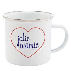 Mug Tasse Rétro en métal émaillé imprimé citation Coeur Jolie mamie