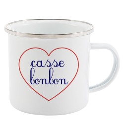 Mug Tasse Rétro en métal émaillé imprimé citation Coeur Casse bonbon