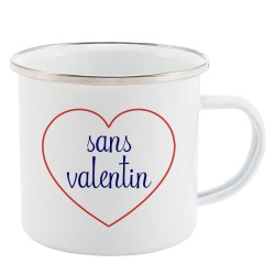Mug Tasse Rétro en métal émaillé imprimé citation Coeur Sans valentin