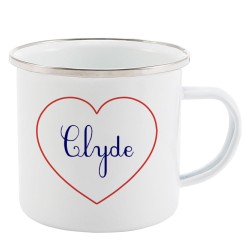 Mug Tasse Rétro en métal émaillé imprimé citation Coeur Clyde