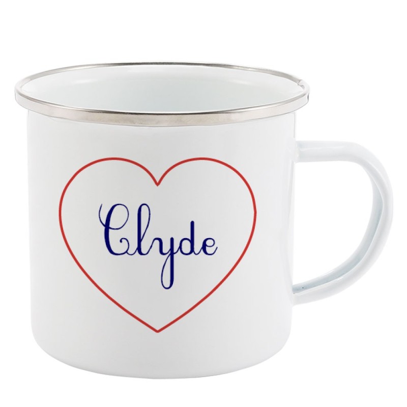 Mug Tasse Rétro en métal émaillé imprimé citation Coeur Clyde