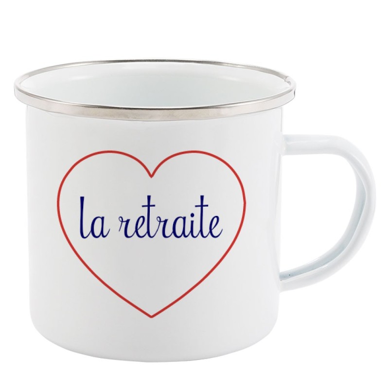 Mug Tasse Rétro en métal émaillé imprimé citation Coeur la retraite