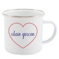Mug Tasse Rétro en métal émaillé imprimé citation Coeur Vilain garçon