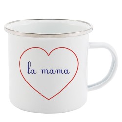 Mug Tasse Rétro en métal émaillé imprimé citation Coeur La mama