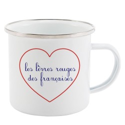 Mug Tasse Rétro en métal émaillé imprimé citation Coeur Les lèvres rouges des françaises
