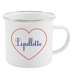 Mug Tasse Rétro en métal émaillé imprimé citation Coeur Pipellette
