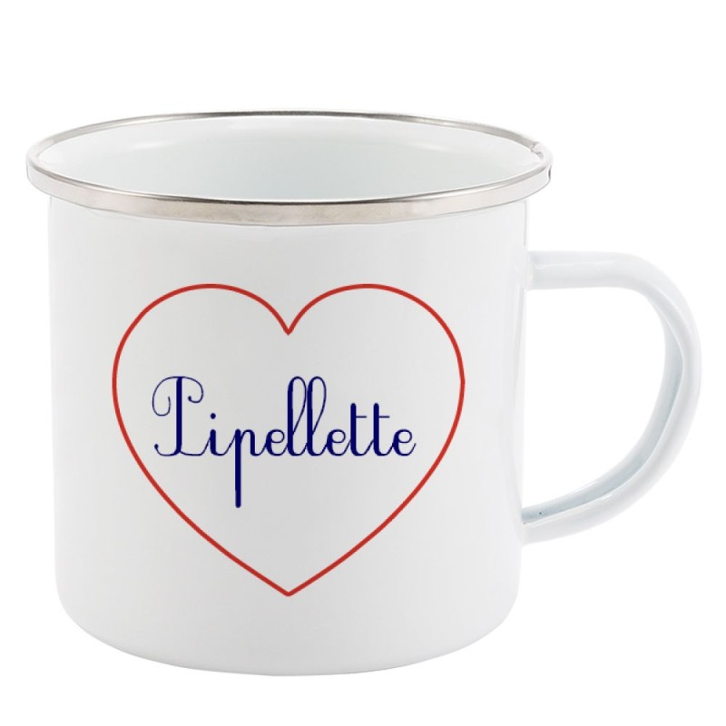 Mug Tasse Rétro en métal émaillé imprimé citation Coeur Pipellette