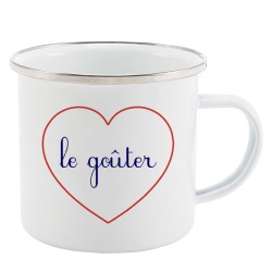 Mug Tasse Rétro en métal émaillé imprimé citation Coeur Le gouter