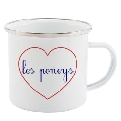 Mug Tasse Rétro en métal émaillé imprimé citation Coeur Les poneys