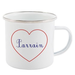 Mug Tasse Rétro en métal émaillé imprimé citation Coeur Parrain