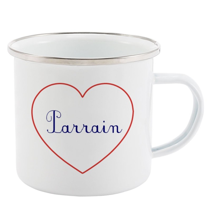 Mug Tasse Rétro en métal émaillé imprimé citation Coeur Parrain