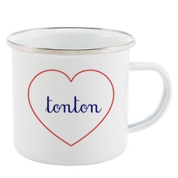Mug Tasse Rétro en métal émaillé imprimé citation Coeur Tonton