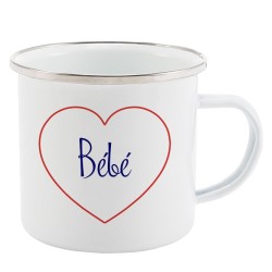 Mug Tasse Rétro en métal émaillé imprimé citation Coeur bébé