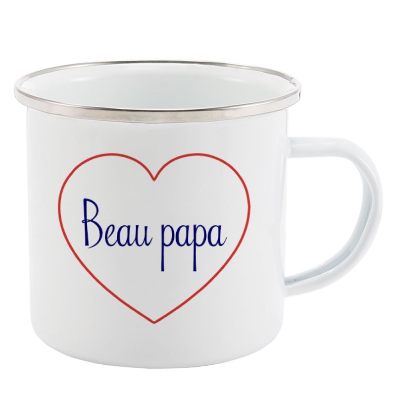 Mug Tasse Rétro en métal émaillé imprimé citation Coeur Beau papa