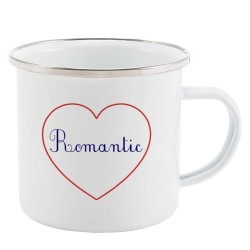 Mug Tasse Rétro en métal émaillé imprimé citation Coeur Romantic