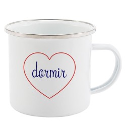 Mug Tasse Rétro en métal émaillé imprimé citation Coeur Dormir
