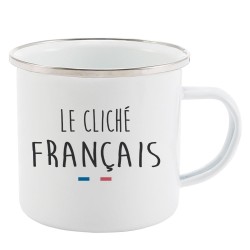 Mug Tasse Rétro en métal émaillé imprimé citation  Le cliché français