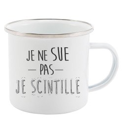 Mug Tasse Rétro en métal émaillé imprimé citation Je ne suie pas je scintille
