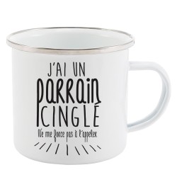 Mug Tasse Rétro en métal émaillé imprimé citation J'ai une soeur cinglé ne me force pas a l'appeler