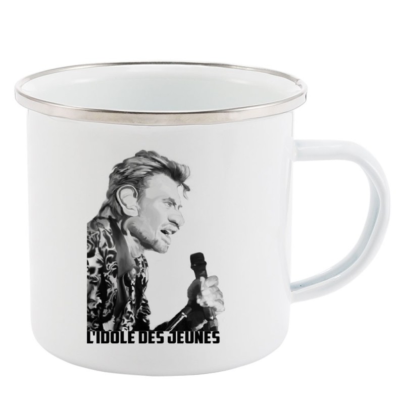 Mug Tasse Rétro en métal émaillé imprimé caricature Johnny H