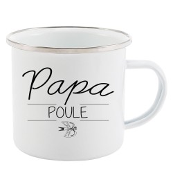 Mug Tasse Rétro en métal émaillé imprimé fête des pères Papa poule