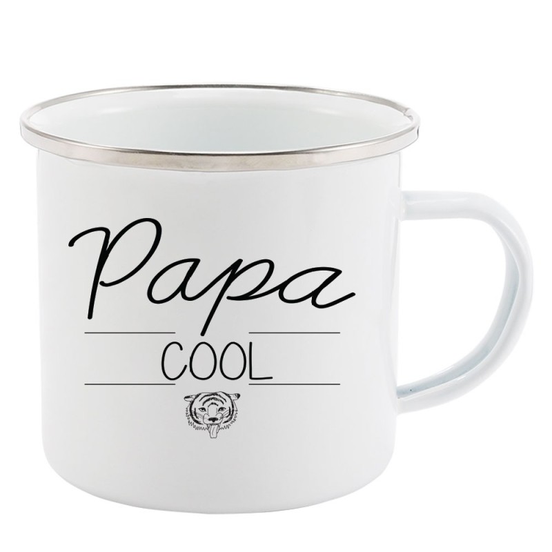 Mug Tasse Rétro en métal émaillé imprimé fête des pères Papa cool