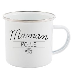 Mug Tasse Rétro en métal émaillé imprimé fête des mère maman poule