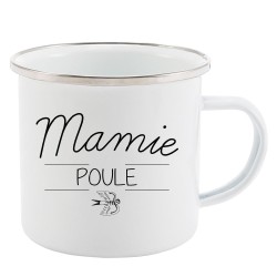 Mug Tasse Rétro en métal émaillé imprimé fête des mère Mamie poule