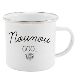 Mug Tasse Rétro en métal émaillé imprimé citation Nounou cool