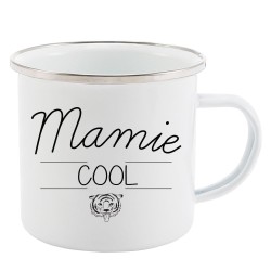 Mug Tasse Rétro en métal émaillé imprimé citation mamie cool