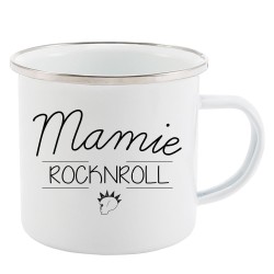 Mug Tasse Rétro en métal émaillé imprimé citation mamie rocknroll